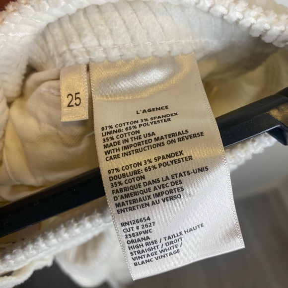 NEW L’Agence Oriana Cotton High Rise Straight Leg / Vintage White / Size 25 - Picture 10 of 10